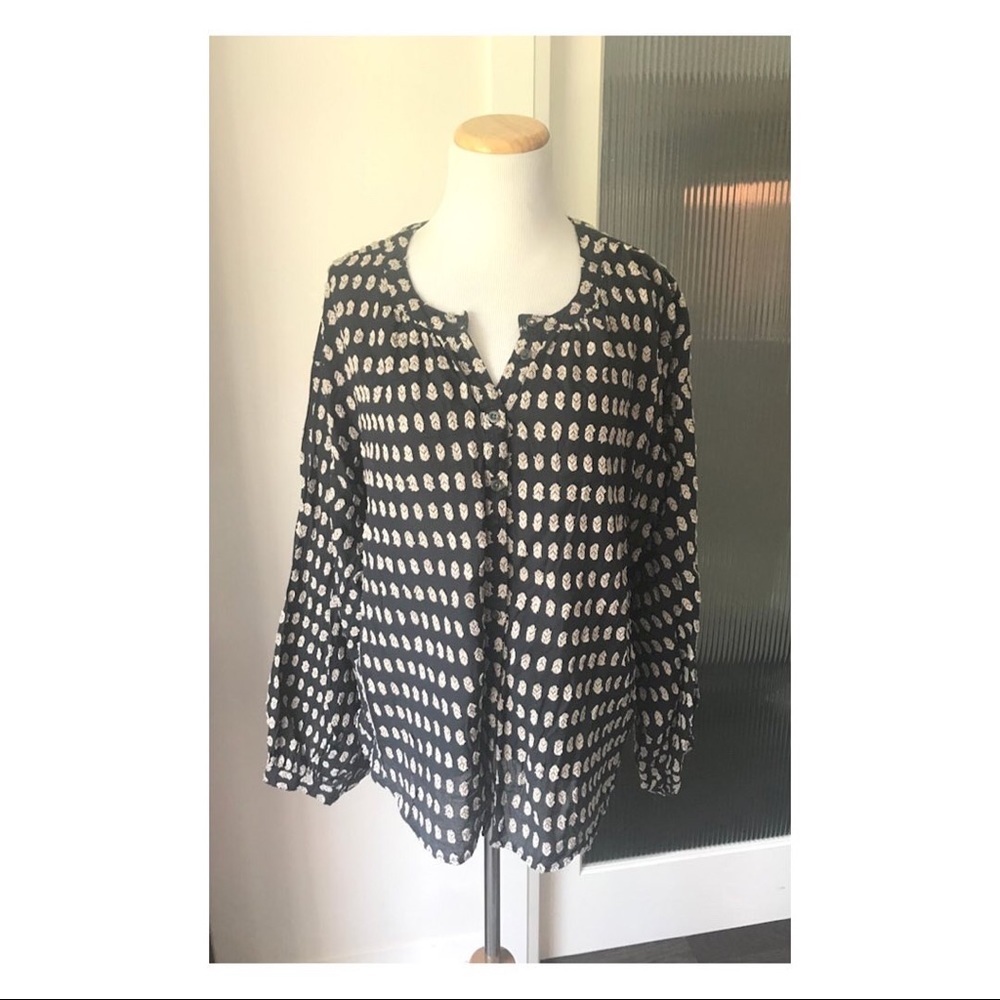 Anthropologie Pilcro long sleeve flocked blouse